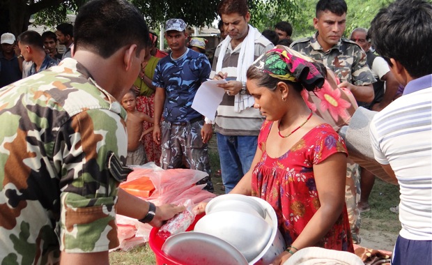 NYF flood relief distribution in Bardiya on August 24-25.