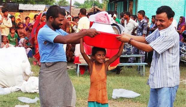 NYF flood relief distribution in Bardiya on August 24-25.